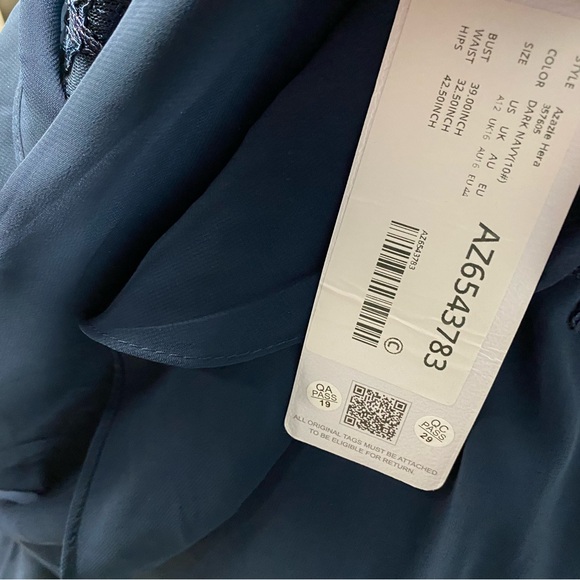 Azazie Navy Long Sleeve Gown - Picture 5 of 6